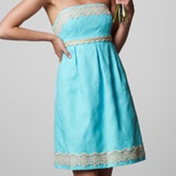 Lilly Pulitzer Shorely Blue Betsey Jacquard Dress Size 0 - Picture 1 of 8